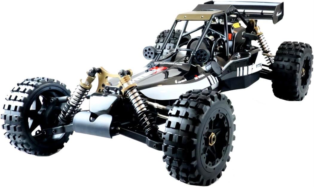 Amewi Pitbull X Evolution 1:5 RC-Coche de Gasolina con tracción Trasera (2WD) RTR 2,4 GHz Cochecito Modelismo, Color Negro (22414)