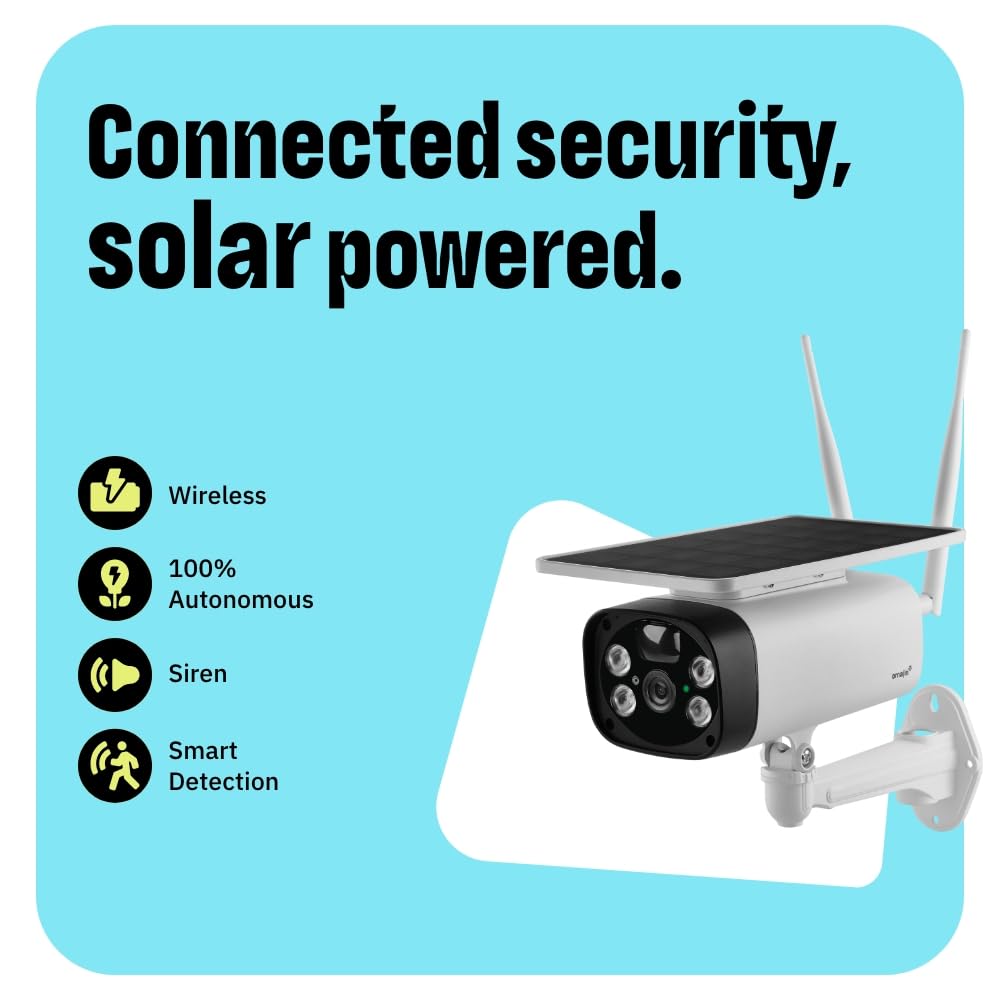 OMAJIN by Netatmo, 2 x Cámara Vigilancia Solar Exterior Inalámbrica, con Batería, Visión noct 1080P, Sirena 105dB, Detección Humana/Movimiento/Sonido, Audio bidireccional, SD/Cloud, IP55, OBU-2OSC
