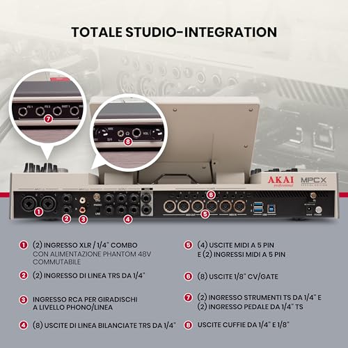 AKAI Professional MPC X SE - Centro de producción autónomo y creador de ritmos con pantalla multitáctil 10.1", drum pads, motores de sinte, 48GB