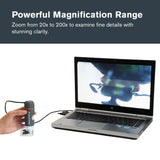 Celestron 44308 Handheld Digital Microscope Pro: 20x-200x aumentos, gris/blanco
