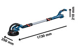 Bosch Professional GTR 55-225 - Lijadora de pared de yeso (550 W, plato lijador Ø 215 mm, hoja Ø 225, extensión incl. 170 cm, en maletín)