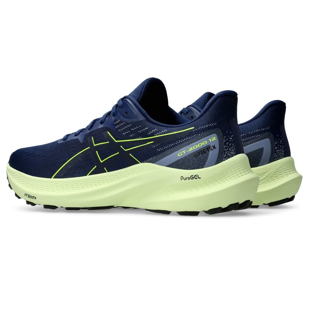 ASICS GT-2000 12 GTX, Sneaker Hombre, Blue Expanse Safety Yellow, 40.5 EU