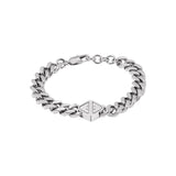 EMPORIO ARMANI Pulsera para hombre de acero inoxidable o de cuentas con cierre de langosta, Plata ceniza