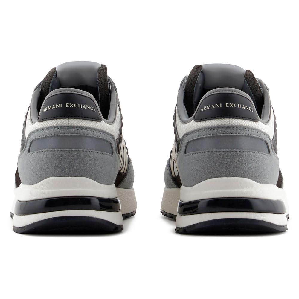 Armani Exchange - Dusseldorf Embossed Geometric Motifs, Zapatillas Hombre, N.Grey+BLK+Off White,