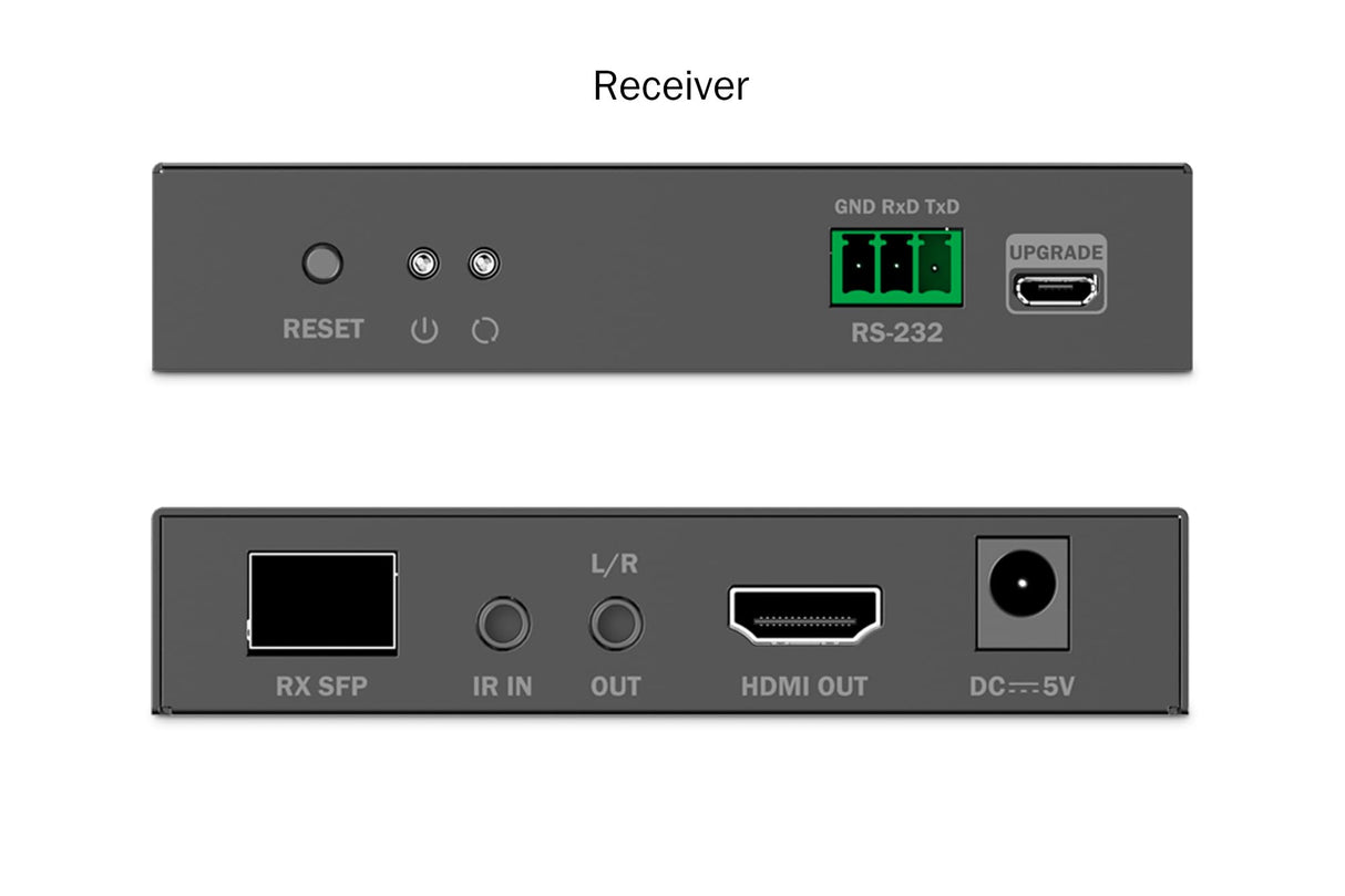 DIGITUS HDMI Fiber IP Extender Set – UHD 4k 60Hz – HDMI 2.0 – Alcance MM 300 m y SM 40 km – Transmisor y receptor – Punto a punto – Negro