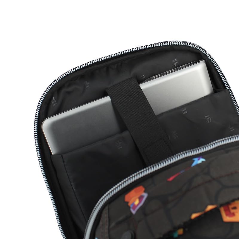 TOTTO - Mochila Escolar con Ruedas, Modelo Papel, Mochila Grande, Capacidad 33 Litros, Bolsillo para PC 14", 3 Compartimentos, Ruedas Grandes, Manija Telescópica, Estampado Videojuegos Negro