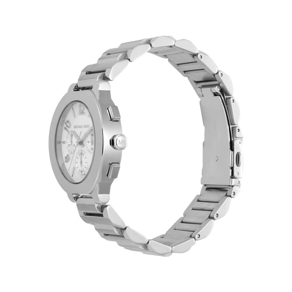 Michael Kors Reloj Gramercy para Mujer, Movimiento cronógrafo de Cuarzo con Correa de Acero Inoxidable, 40 mm, Tono Plateado