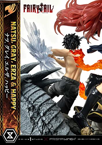 Prime 1 Studio Fairy Tail - Figura Decorativa de Natsu, Gris, Erza, Happy - Figura de Estatua de Lujo, versión 1/7, 57 cm