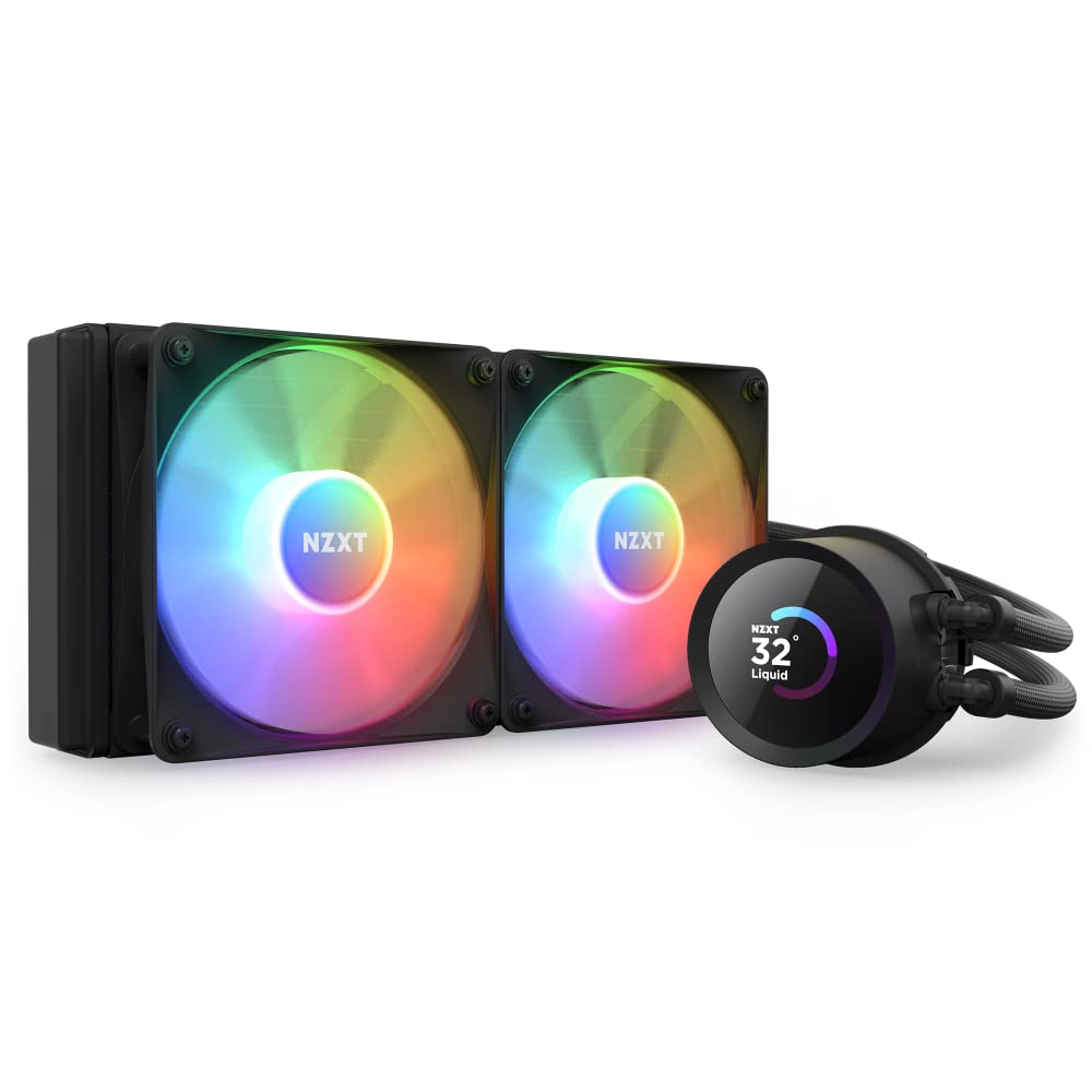 NZXT Kraken 240 RGB - Enfriador líquido AIO de CPU de 240 mm - Pantalla LCD cuadrada personalizable de 1.54 pulgadas para imágenes, métricas de rendimiento - Bomba de alto rendimiento - 2 ventiladores