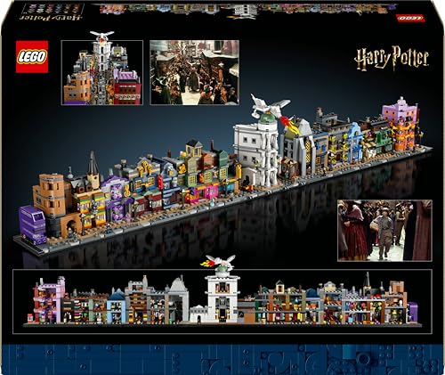 LEGO Harry Potter Tiendas Mágicas del Callejón Diagon Maqueta para Adultos y 12 Micro Figuras de Colección, Autobús Noctámbulo, Regalo para Mujeres y Hombres, Decoración Dormitorio, Set de Magia 76444