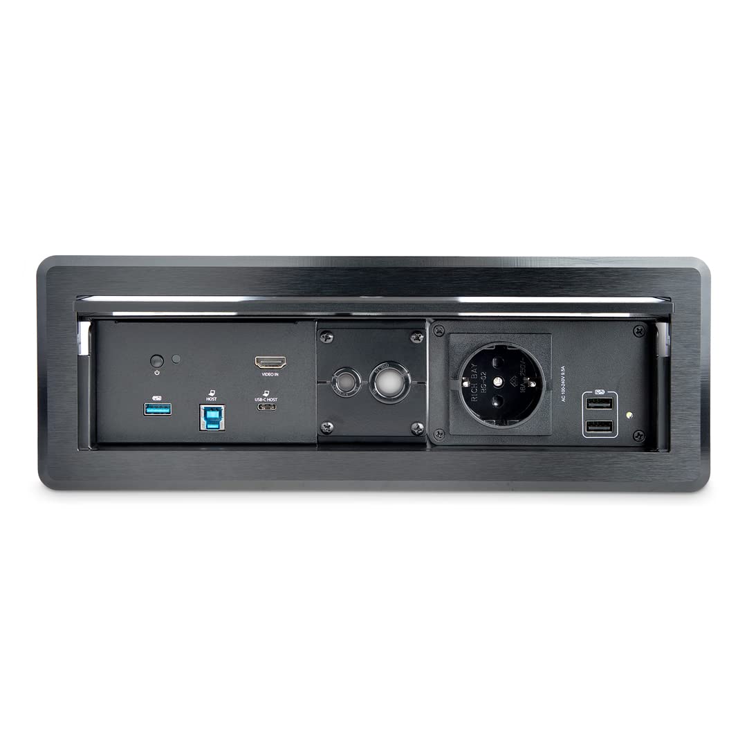 StarTech.com Caja de Conectividad para Mesa de Juntas - Módulo de Conexiones con Docking Station y Alimentación - HDMI PD (KITBXDOCKPEU)