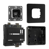 EKEY 203706 Set de Lector de Huellas xLine Negro con Marco de plástico Negro, Carcasa de Pared, centralita, Solución de Acceso para Montaje de Pared, 0,4 W, 12-24 V, Lector de Huellas Negro