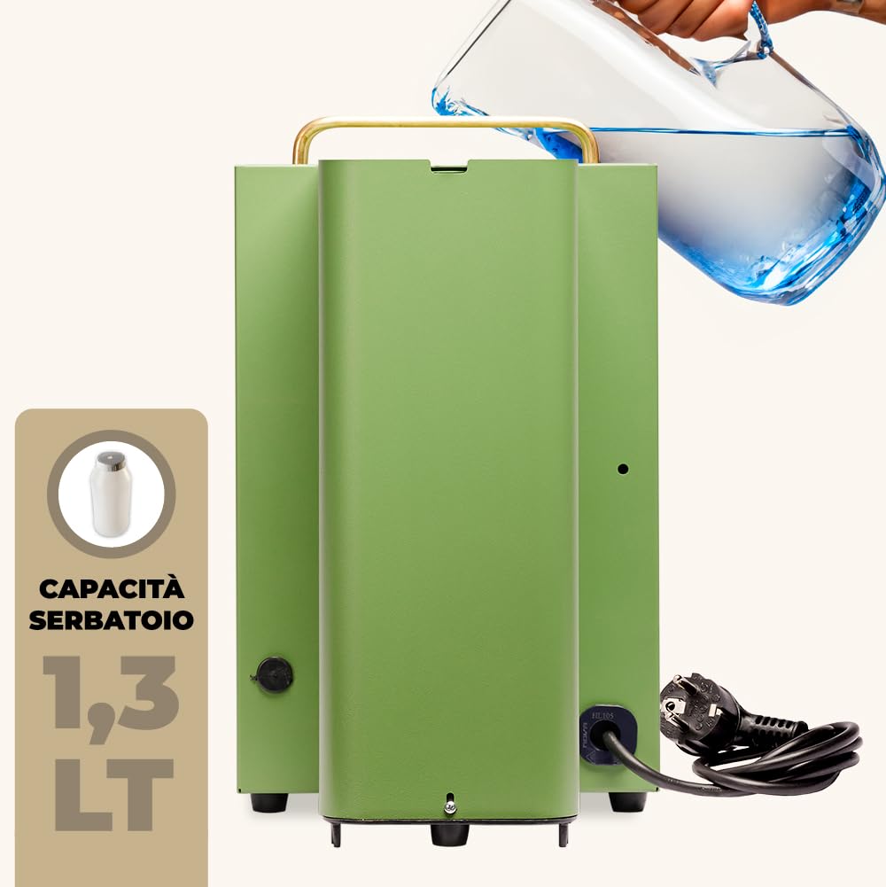 Cafeteras Faber modelo Pro Deluxe, cafetera en monodosis ESE 44 mm, acabado con revestimiento de latón, prensa de cápsulas ajustable de latón, electroválvula estándar (verde neón)