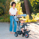 Smoby - Triciclo Baby Driver Confort Gris 3 en 1 Progresivo, Sostenible, Freno de Estacionamiento, Barra Parental Ajustable, Volante con Claxon, Desde 10 Meses hasta 3 Años (7600741503)