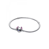 PANDORA Pulsera para mujer de plata Disney Stitch 593738C01, 593738C01-18, Plata de ley, No es una piedra preciosa
