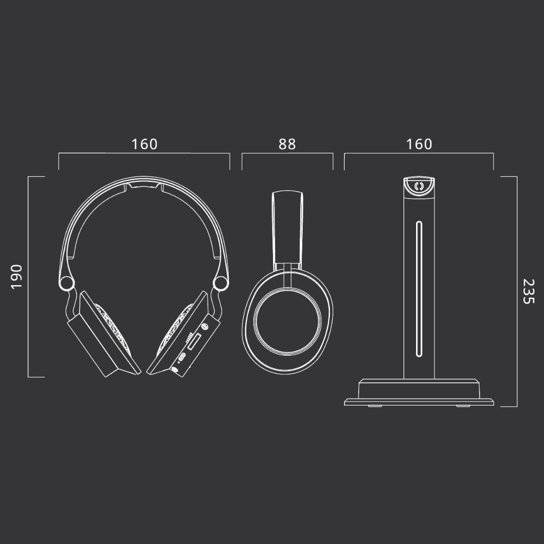 M-282 CTV - Auriculares de TV con transmisor y estación de Carga | Comodidad de Sonido inalámbrica con 20 h de autonomía, Ecualizador y Entrada óptica