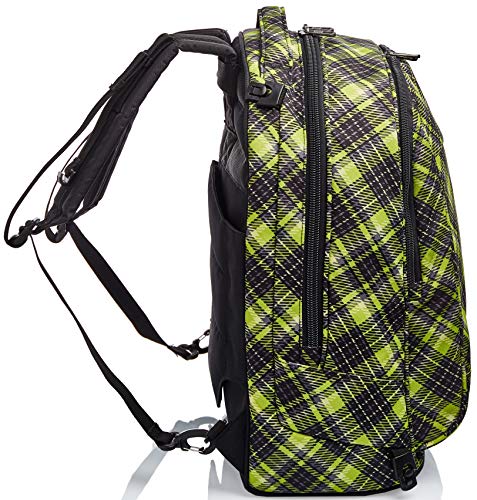 Seven Mochila con ruedas, NEW Tech TARTAN Bolsa con ruedas para libros, 3 en 1, Mochila Desmontable+Trolley, para chicos&chicas Para la escuela, Deporte, Tiempo libre, Funda para portátil, verde