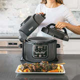 Ninja Foodi Olla eléctrica multifunción, 6 l, 7 funciones en 1, Olla a presión, Freír con aire, Cocción lenta, Parrilla y más, en acero galvanizado y negro, OP300EU