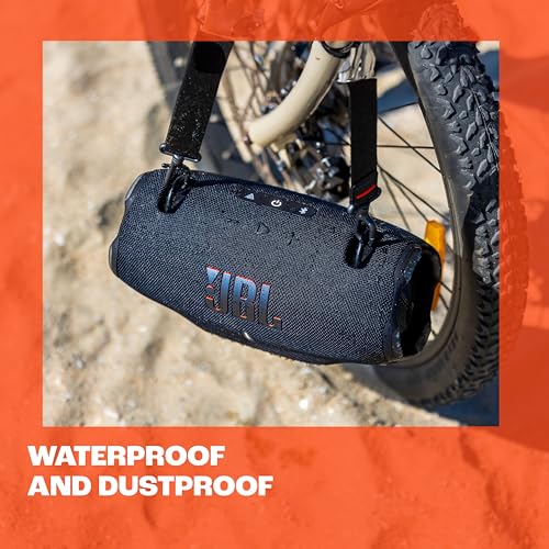 JBL Xtreme 4 Musikbox in Schwarz – Tragbare Bluetooth-Lautsprecher-Box mit tiefem Bass, KI-Sound-Boost und integrierter Powerbank – Wasserfest und staubfest – 24 Laufzeit, UK Stecker (Typ G)