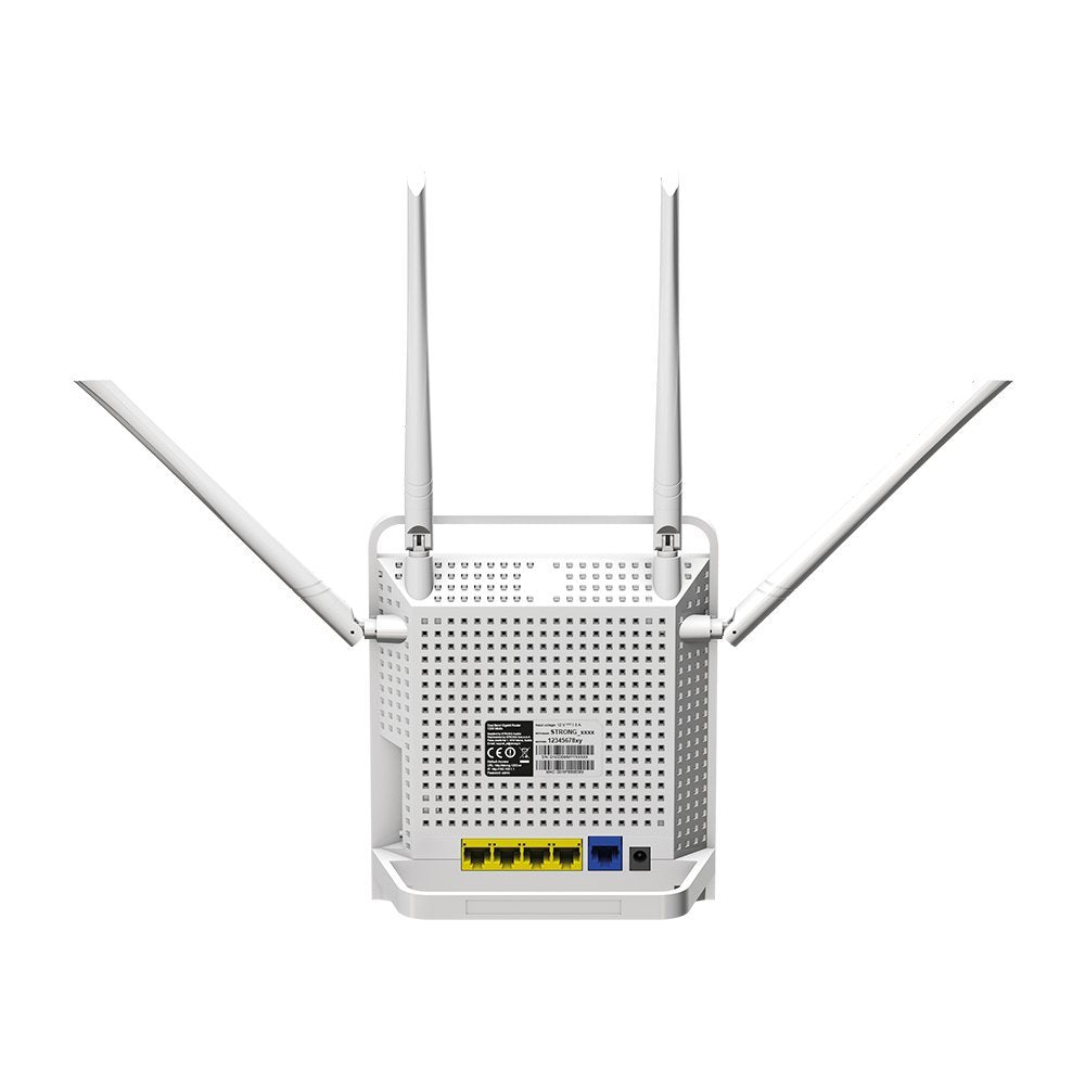 Strong 1200 Router Wi-Fi AC Dualband 300 Mbps 2.4 GHz y 867 Mbps 5 GHz, 4 5dBi Antenas, 4 Gigabit Puertos, USB 3.0, microSD, WPA, WPS