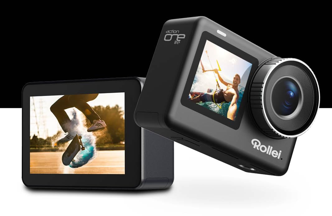 Rollei Action One Lite: tu acción, tu perfección. Captura vídeo 4K, Fotos de 20MP con 2 Pantallas, estabilización de Imagen y Modos creativos. Control táctil y aplicación para capturar sin Esfuerzo
