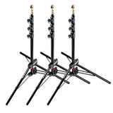 Manfrotto 1051BAC-3 - Mini Soporte Compacto de Aluminio de 6 pies y 9 Pulgadas con 4 Secciones y 3 elevadores, Paquete de 3 (Negro)