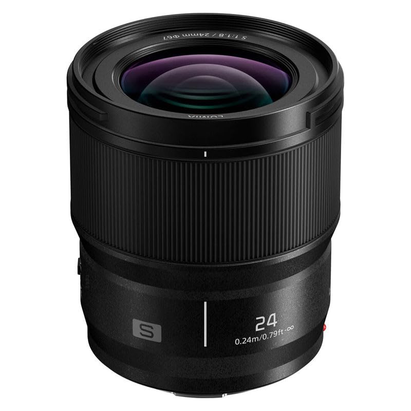 Panasonic S-S24E Lumix Objetivo 24 mm (F1.8, Distancia Focal Fija, Gran Angular, Diseño Compacto y Ligero, Resistente al Polvo, Agua y Frio), Negro