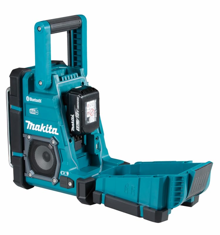 Makita DMR112 Battery Operated Construction Site Radio 7.2 V - 18 V with Dab+ and Bluetooth (Without Battery, Without Charger), Turquoise