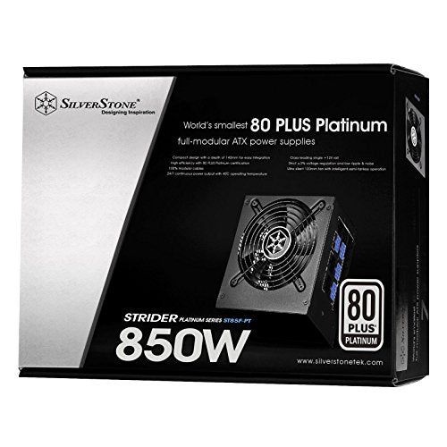 SilverStone SST-ST85F-PT - Serie Strider Platinum, 850W 80 Plus Platinum ATX PC Fuente de alimentación, 120mm, 100% modular
