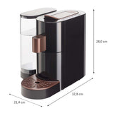 K-FEE TWINS II Máquina de Cápsulas para Café, Té y Cacao | Cafetera para tazas grandes | Calentamiento rápido | Depósito de agua de 2,3 L | 19 Bar | Negro Cobre