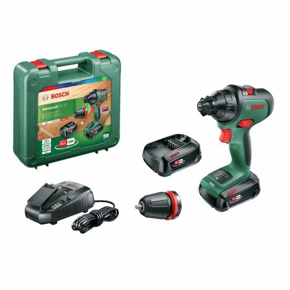 Bosch Taladro/Atornillador a batería (2 baterías, sistema de 18 voltios, en maletín de transporte), AdvancedDrill 18