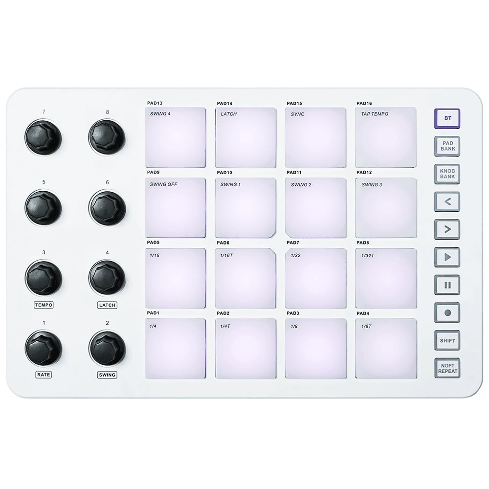 M-Vave PAD - Controlador midi con USB-C, funcionalidad inalámbrica, pads táctiles RGB