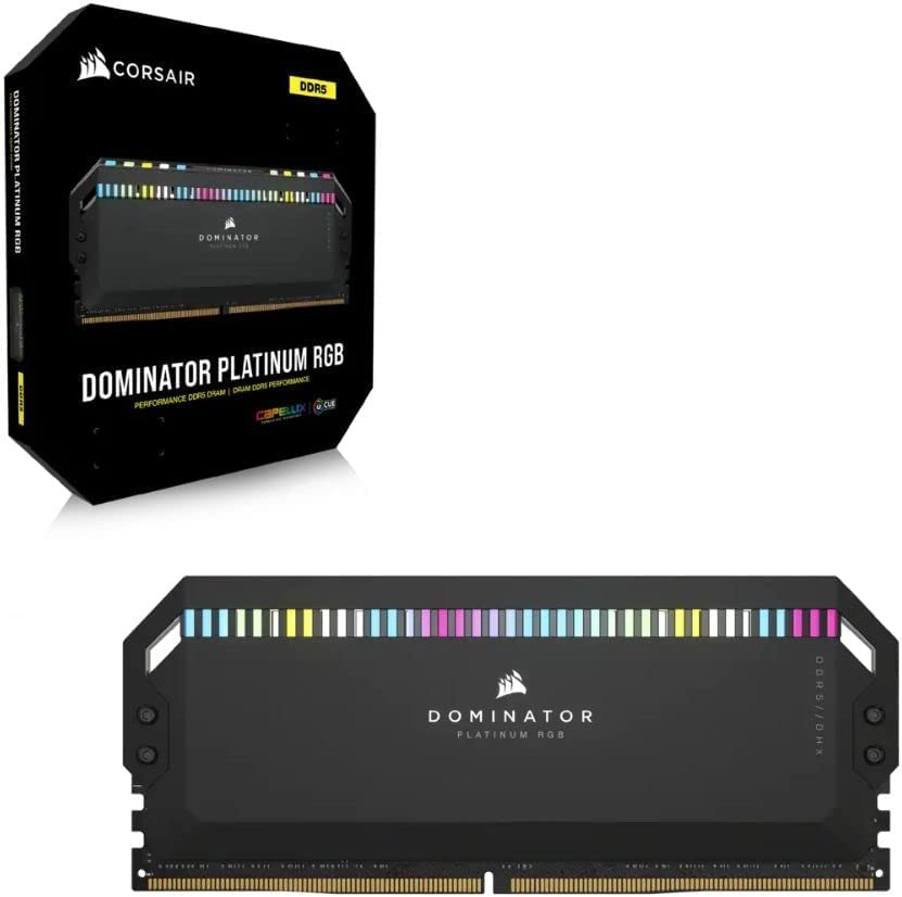 Corsair Dominator Platinum RGB DDR5 64GB (2x32GB) 6600MHz C32 Intel Memoria per Desktop (Regulación de Tensión, Refrigeración CORSAIR DHX Patentada, 12 Leds CAPELLIX RGB Ultrabrillantes) Negro