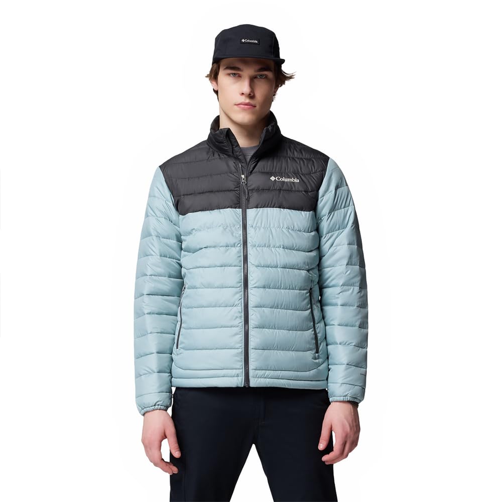 Columbia Powder Lite 2 - Chaqueta acolchada para hombre, azul aplastado, tiburón, talla L