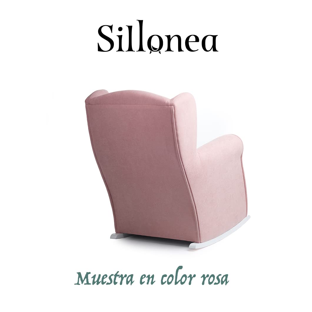 Sillonea - Sillón de Lactancia Roma con Balanceo para Amamantar - Butaca Ergonómica y Compacta con Antimanchas Habitación del Bebé (Gris, Madera Lacada Blanca, 96x74x77 cm)
