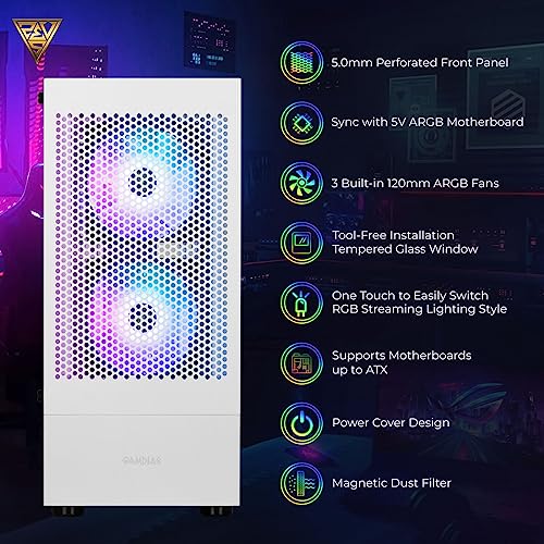 Boitier Moyen Tour ATX GAMDIAS Talos E3 Mesh RGB Avec panneaux vitrés (Blanc)