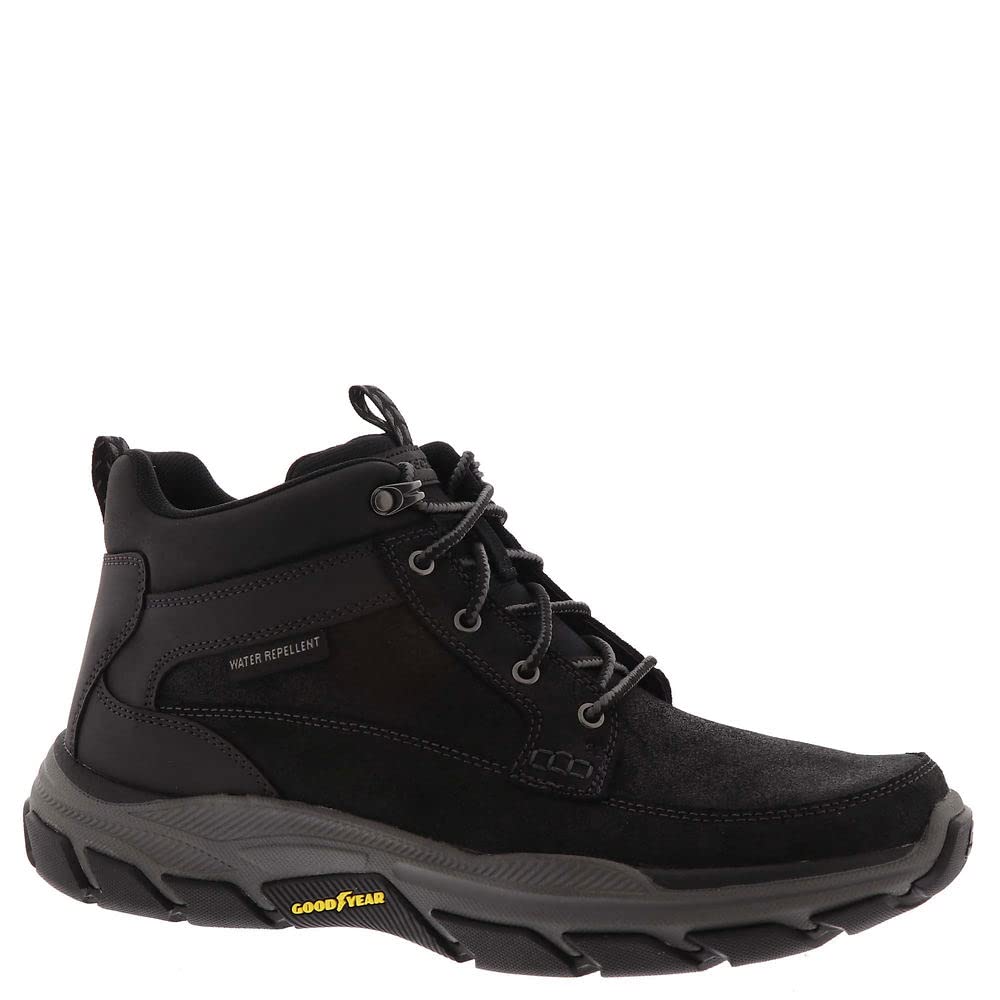 Skechers Respected Boswell, Botas Hombre, Black Leather W/ Synthetic, 45 EU