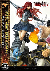 Prime 1 Studio Fairy Tail - Figura Decorativa de Natsu, Gris, Erza, Happy - Figura de Estatua de Lujo, versión 1/7, 57 cm