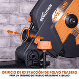 Evolution Power Tools R255SMS Sierra ingletadora Deslizante multimaterial, con Paquete Plus, Corta acero dulce, aluminio, plástico, madera con clavos incrustados 230 V, 255 mm
