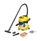 Kärcher Aspiradora en seco/húmedo WD 4 P S V-20/5/22, Potencia 1000 W, depósito Acero Inoxidable 20l, Manguera aspiración 2,2 m, función soplado, Enchufe botón automático on/Off, Bolsa Filtro Fieltro