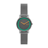 Skagen Signatur Lille Reloj para Mujer, Movimiento de cuarzo a dos agujas en tono plateado con correa de acero inoxidable o piel, 30 mm, Carbón Y Gris