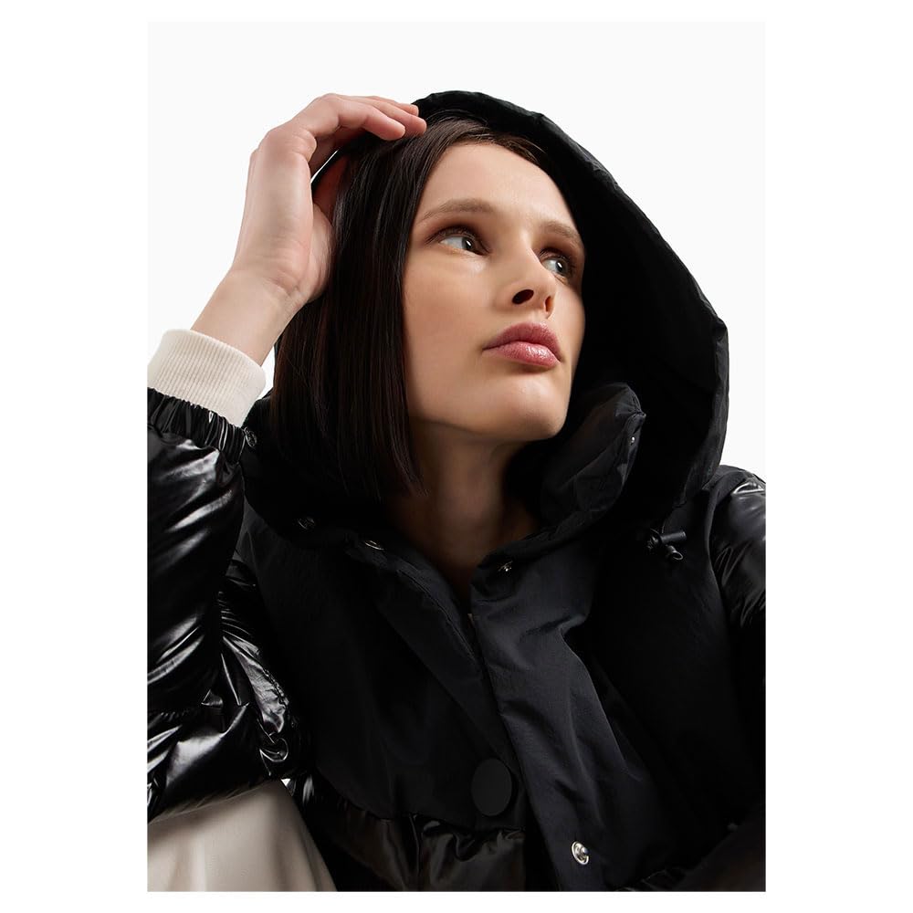 Armani Exchange The Notorius Frank-Inserto de Nailon Arrugado Chaqueta, Negro, XL para Mujer