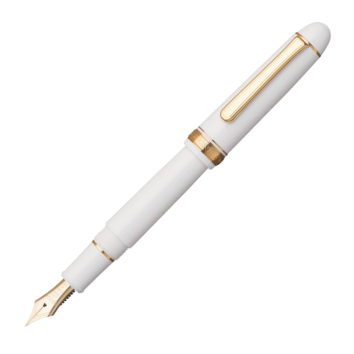 PLATINUM Pluma estilográfica japonesa # 3776 Century Gold Trim Chenonceau White F/blanco/0,28 – 0,34 mm/hecha a mano/pluma de oro de 14 quilates con caja de regalo/pluma estilográfica
