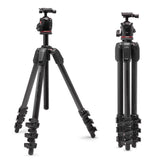 Manfrotto 055XPRO AS, Trípode para Cámara, Fibra de Carbono 4 Secciones, Kit con Rótula XPRO, Columna 90 Grados, Carga 15kg, Arca-Swiss, para DSLR/Sin Espejo, Trípode Fotográfico Profesional