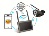 Technaxx Conjunto de cámara de vigilancia de Seguridad inalámbrica TX-128 - FullHD, Pantalla táctil de 7'', Monitor PIR, visión Nocturna, función de Alarma, notificaciones automáticas (Negro)