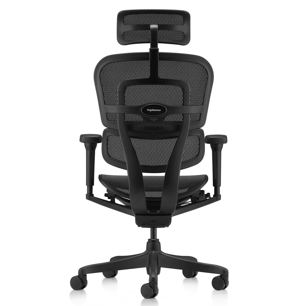hjh OFFICE Silla de Oficina ergonómica ERGOHUMAN Signature GEN2 Diseño Original, Silla de Oficina con Soporte Lumbar Flexible, tapizado de Malla, Negro