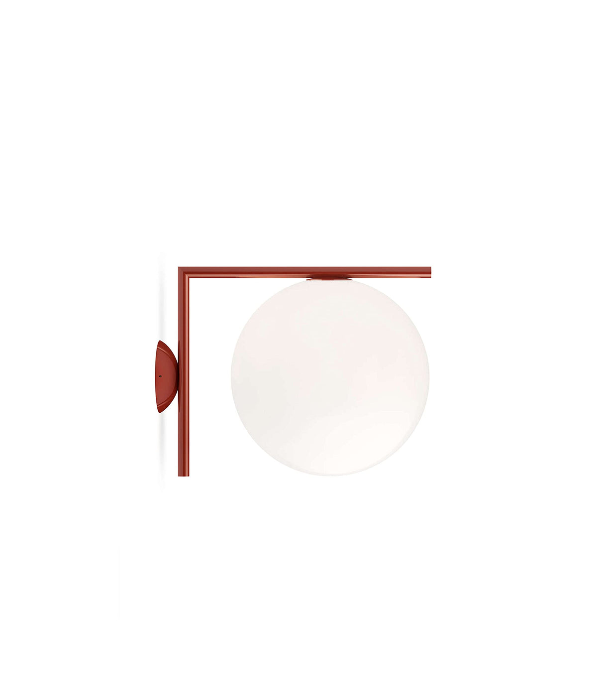 Flos IC Lights Ceiling/Wall 2 F3179035 - Lámpara de pared (latón y cristal opalino, 60 W, soporte: 38,1 x 11 cm, diámetro de la bola: 30 cm), color rojo