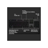Logitech G 513 Teclado mecánico para Juegos, GX-Brown, interruptores táctiles, iluminación RGB, Bucle USB, reposamuñecas con Espuma de Memoria, Carcasa de Aluminio, diseño francés AZERTY, Color Negro