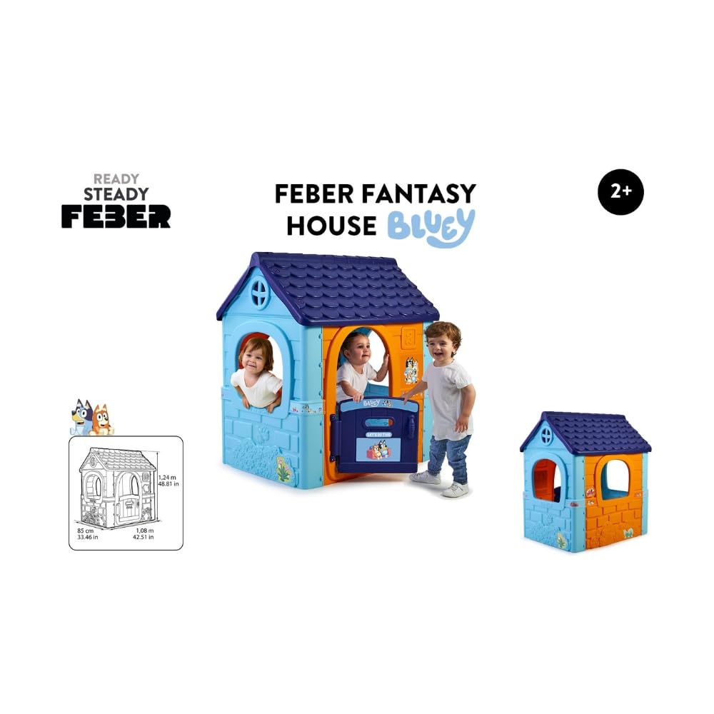 FEBER - Bluey Fantasy House, casita Infantil de Juegos con Puerta abatible, para Jugar al Aire Libre o en casa, casa Resistente y de facil Montaje, para niños de 2 a 6 años, Famosa (FEU11000)