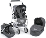 Bayer Chic 2000-Cochecito para muñecas Emotion 3 en 1 All In, Color Vaqueros Gris (637-76)